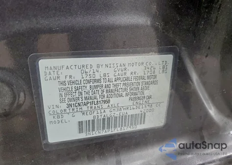 2015 Nissan Versa S z USA, uszkodzony, nr VIN 3N1CN7AP1FL817950